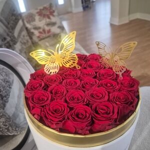 Elegant Red Rose Box with Gold Accents